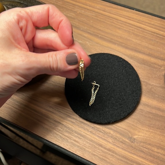 Babygold Cuban Link drop chain Diamond earrings - Picture 4 of 8